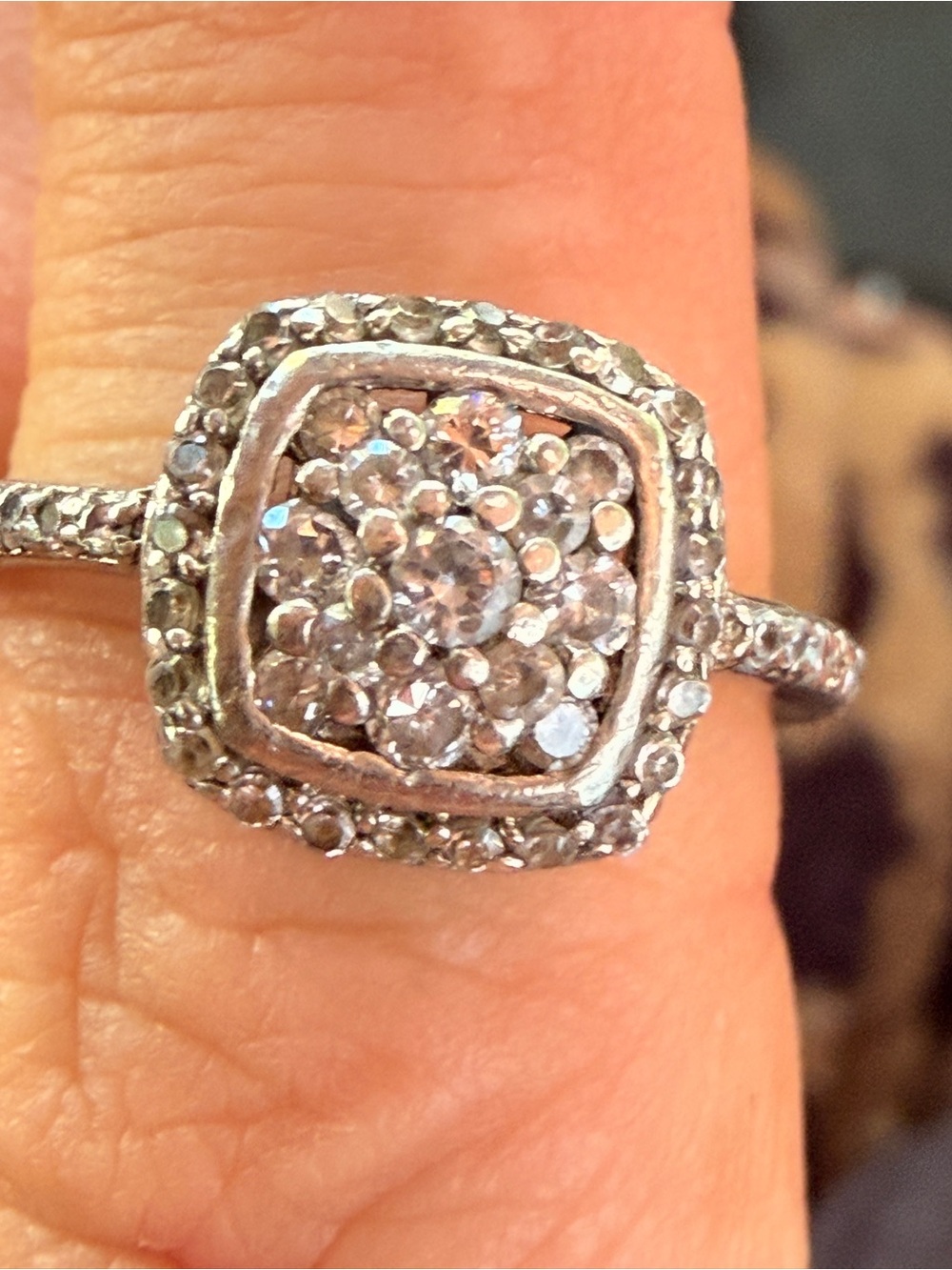 925 Paved Cluster Cocktail Ring in Clear Stone sz7